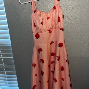 Strawberry Print Pink Kids Dress